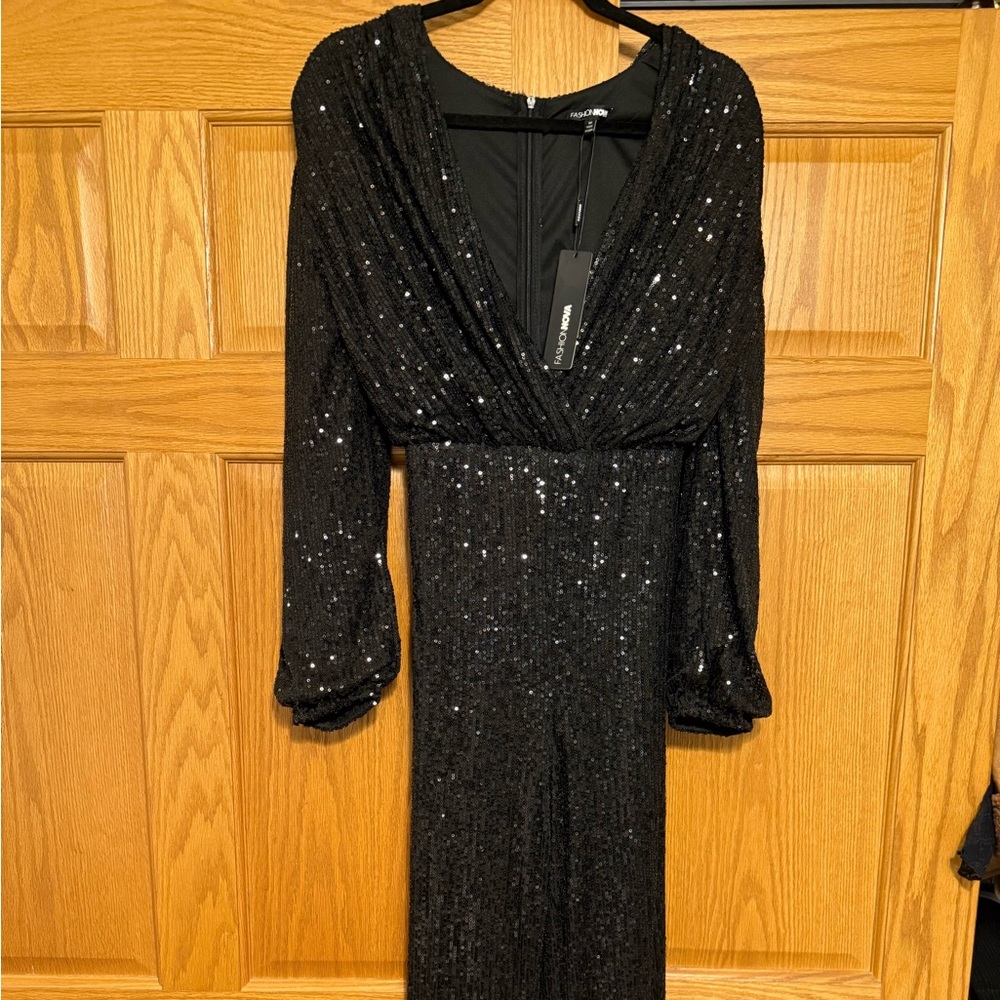 Fashion Nova Step My Way Sequin Jumpsuit NWT.